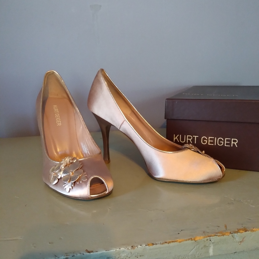 Kurt Geiger UK rose gold Hollywood glamor shoes